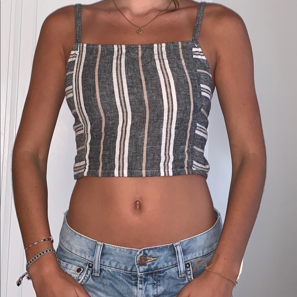 Striped tank with tie back